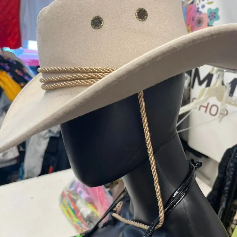 Tan cowboy hat with rope